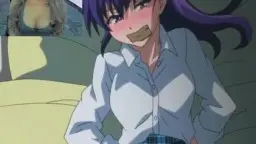 Nahaufnahme eines prallen Hinterns in türkisem Slip, der gerade von der Seite herabgezogen wird, während die junge Anime-Girl sich umdreht.